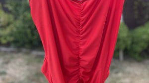 Red Swimsuit hanging on the Washing Line.