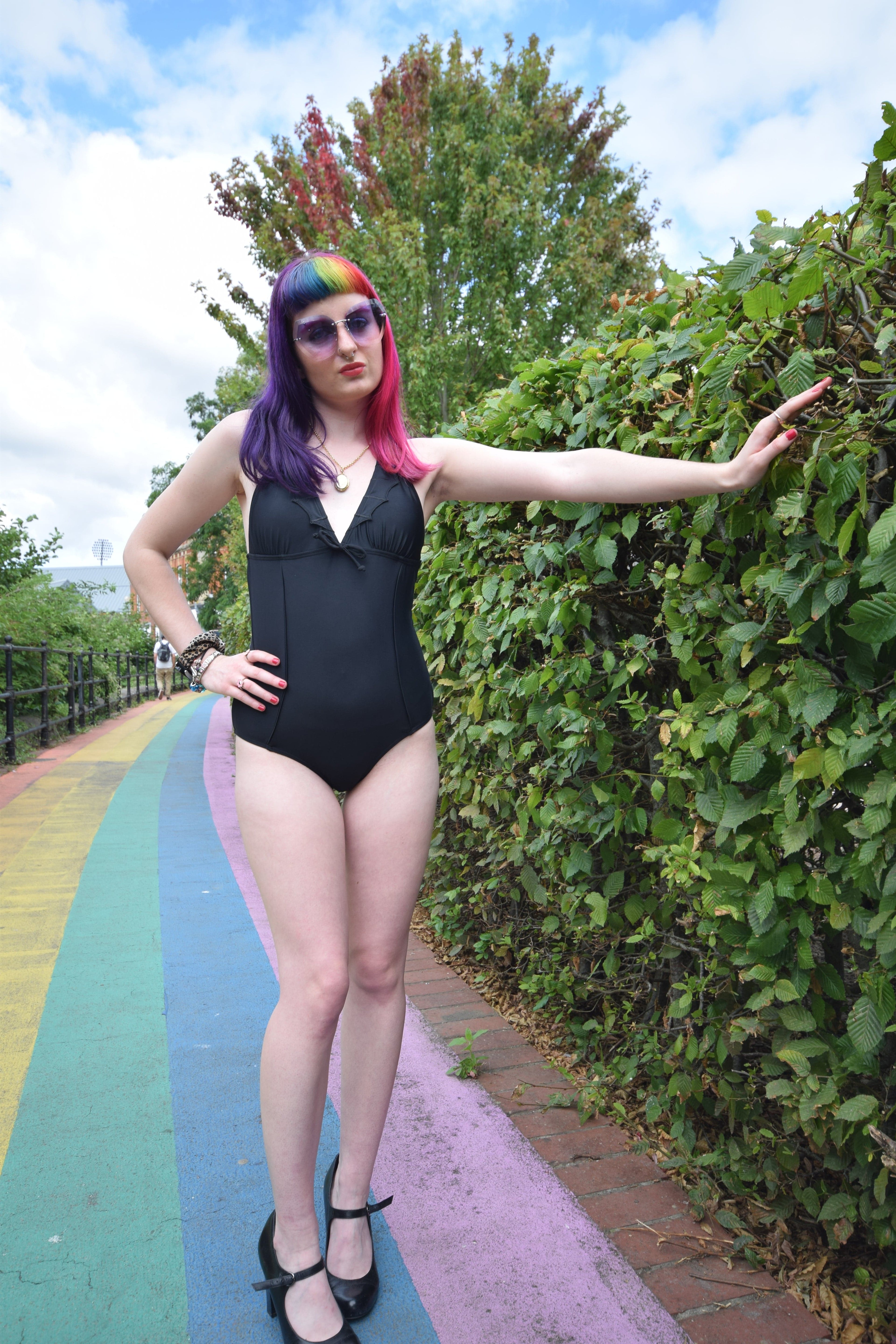 Banned Apparel Swimsuit Bell Tower Bat Halterneck Swimsuit