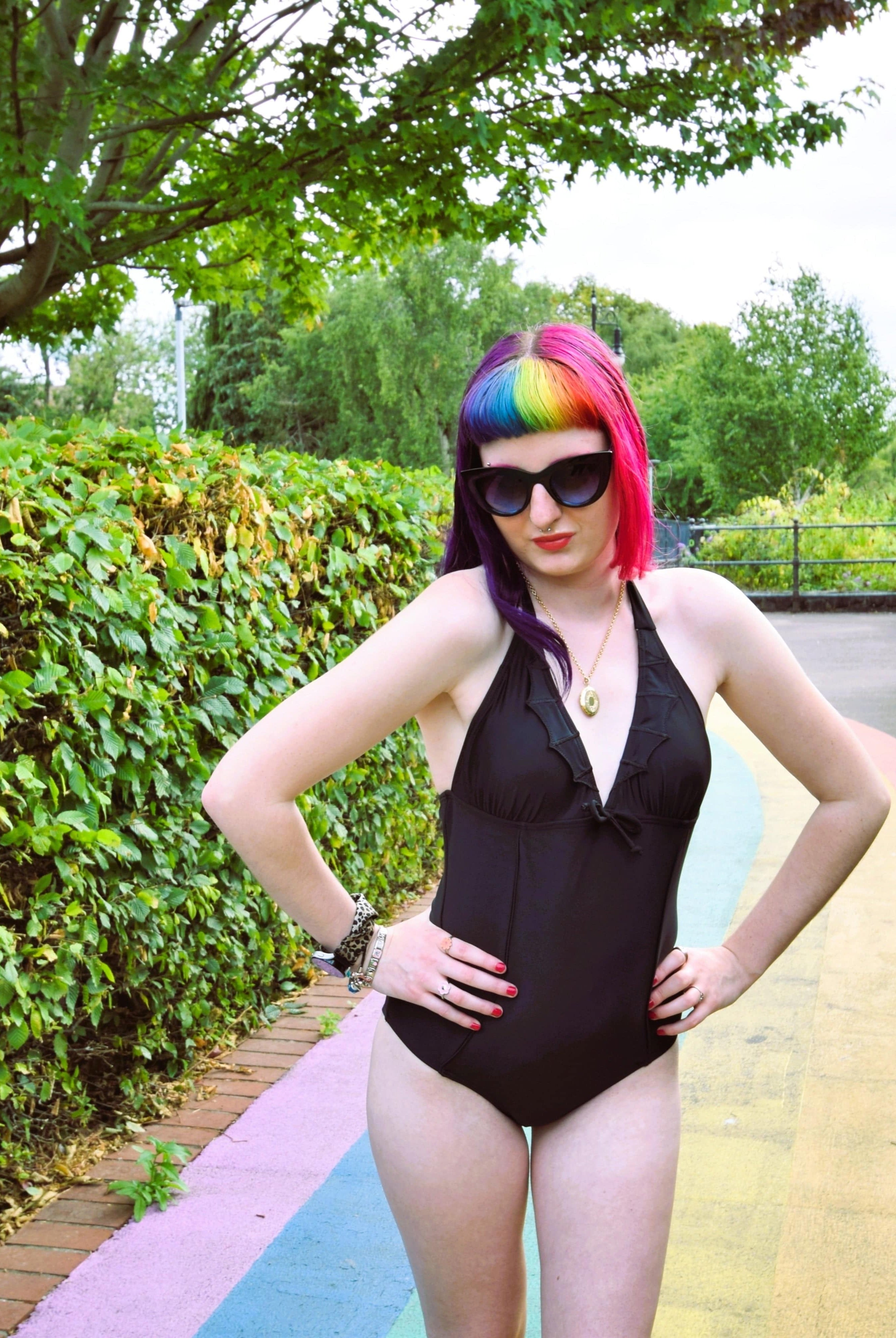 Banned Apparel Swimsuit Bell Tower Bat Halterneck Swimsuit