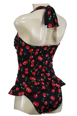 Bettylicious Retro Black Swimdress with Cherry Print