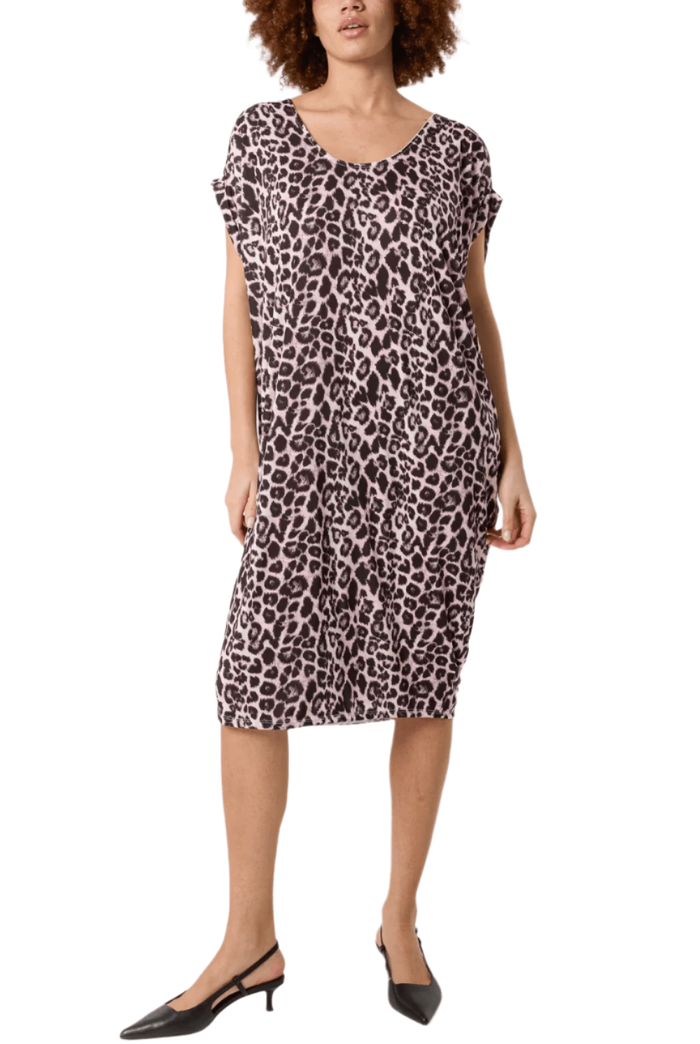 Bettylicious Retro Clothing Leopard Double V-Neck Stretch Dress