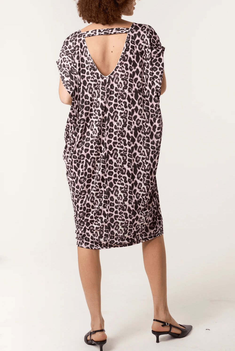Bettylicious Retro Clothing Leopard Double V-Neck Stretch Dress