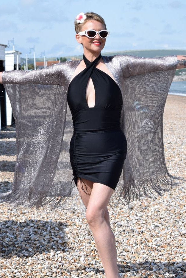 Bettylicious Retro Clothing Lurex Knit Fringe Hem Kaftan