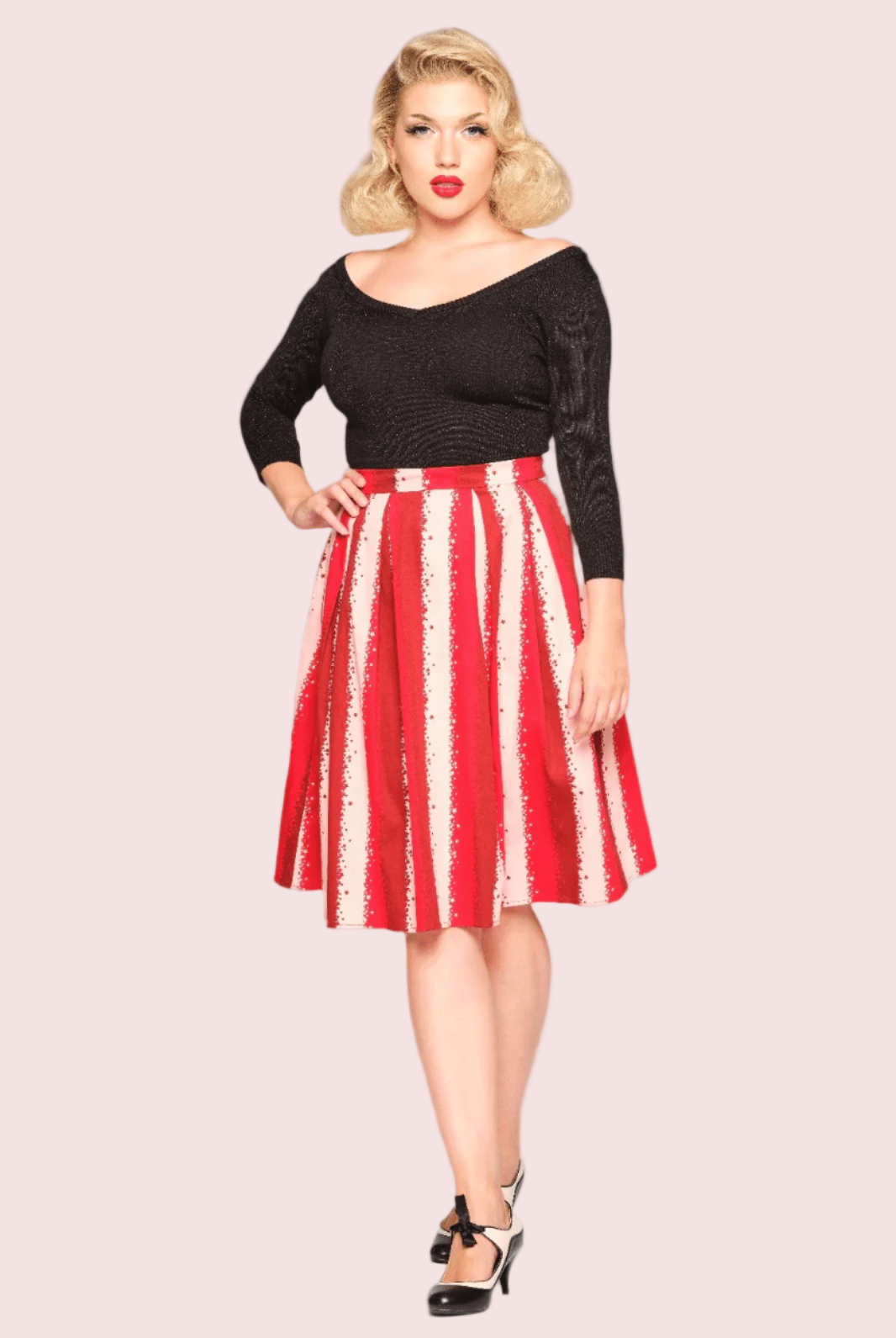 Bettylicious Retro  Clothing Marilu Stardust Stripe Swing Skirt