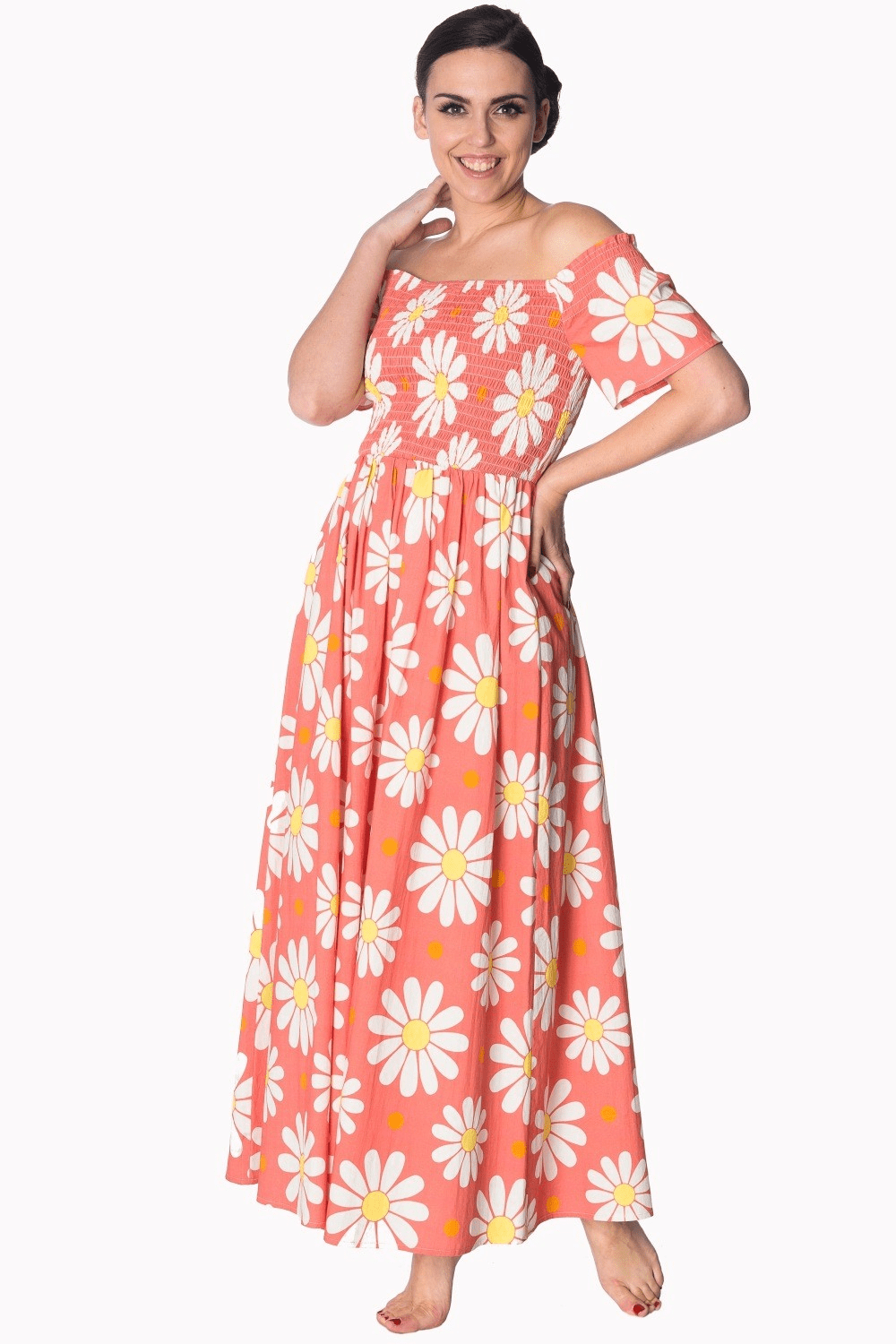 Bettylicious Retro Crazy Daisy Plus Size Maxi Dress