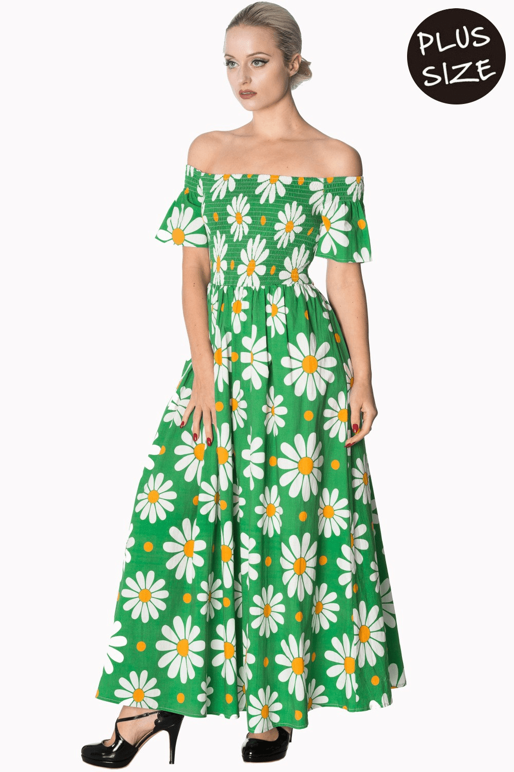 Bettylicious Retro Crazy Daisy Plus Size Maxi Dress