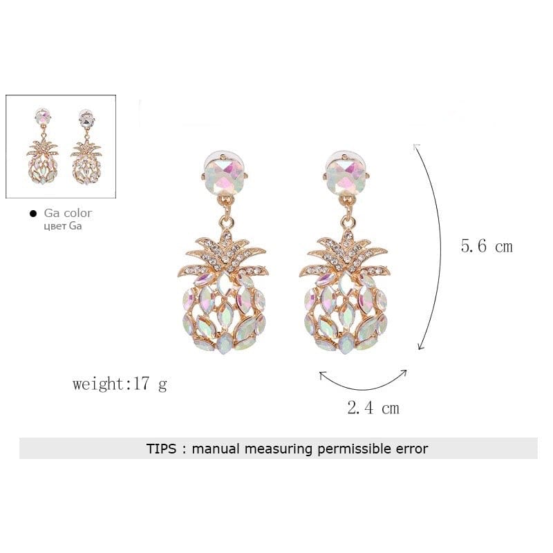 BettyliciousUK Accessories Pineapple Rhinestone Jewelled Earrings