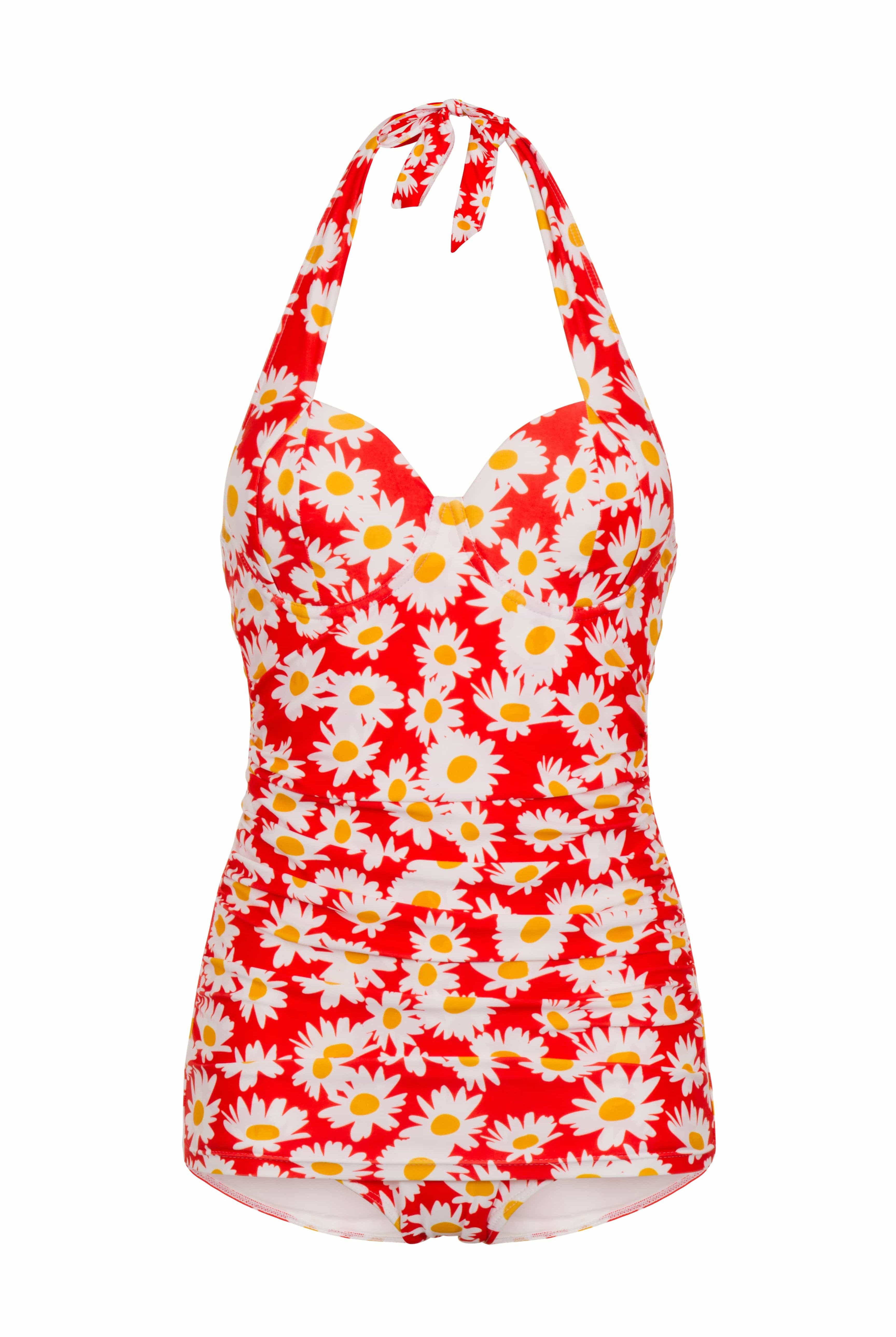 BettyliciousUK Bettylicious ECO Underwired Swimsuit with Daisy Print in Red