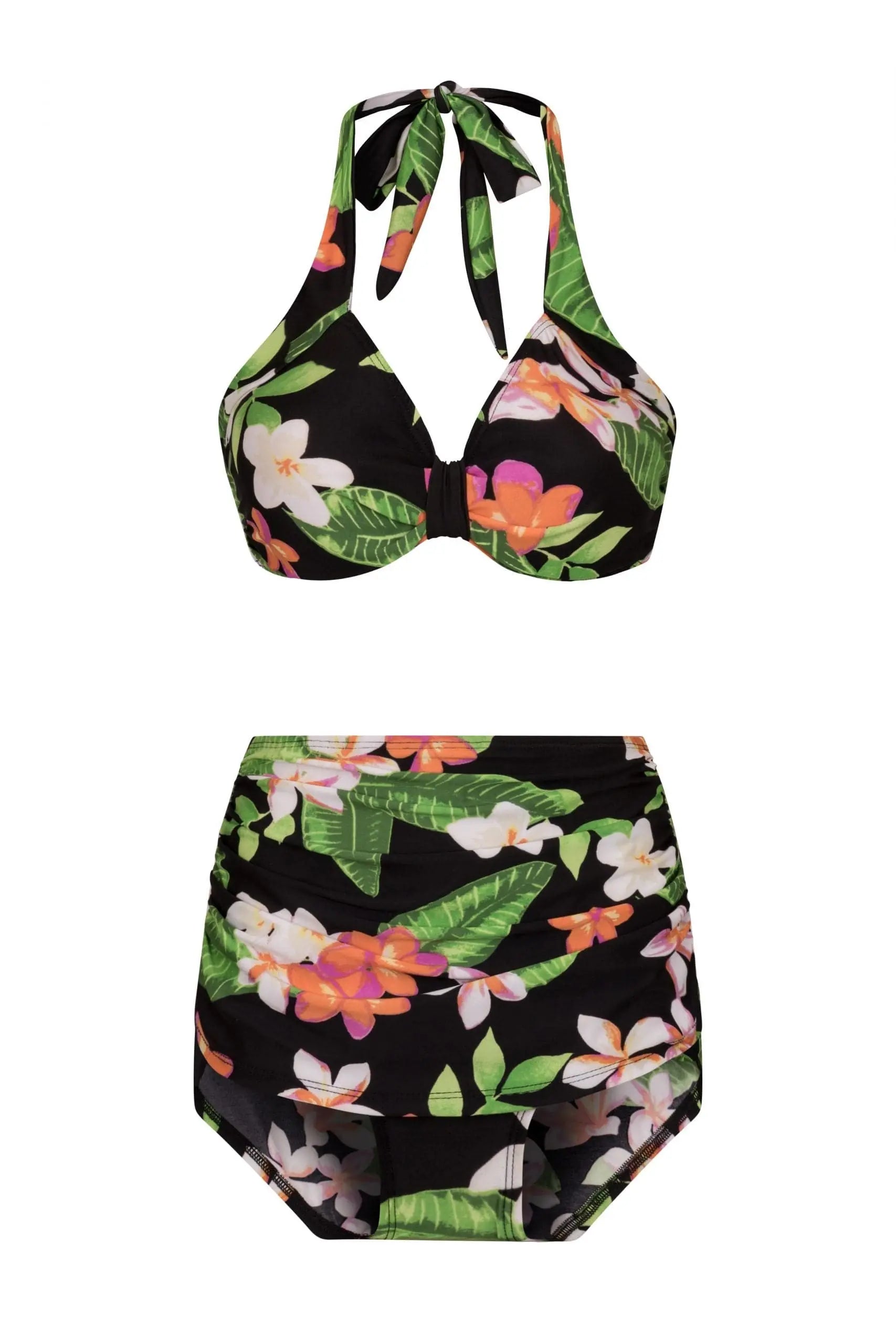 BettyliciousUK Bikini Bottoms Esther Williams Tropical Flower Print High Waist Vintage Bikini Bottoms with Tummy Control