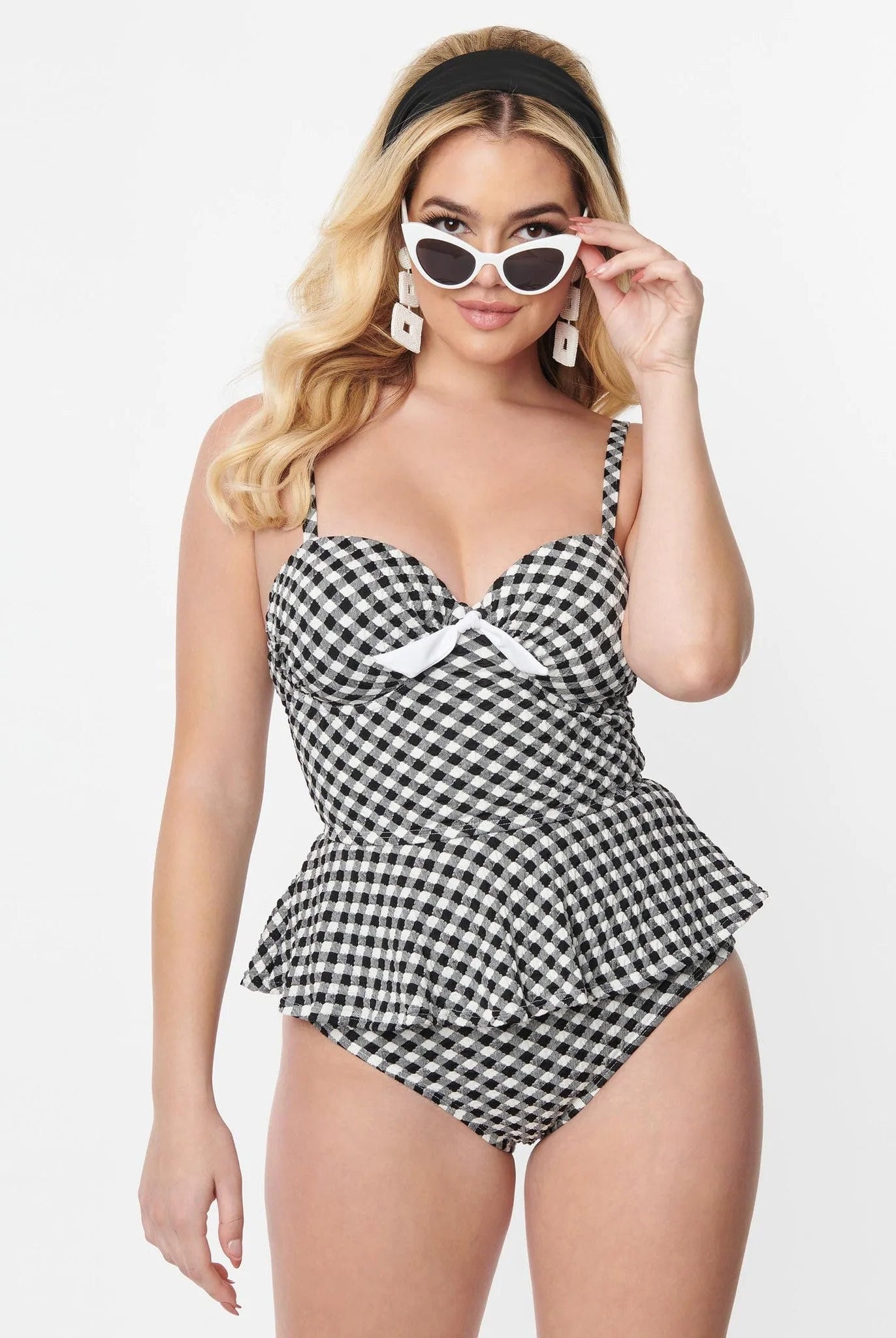 BettyliciousUK Bikini Bottoms Unique Vintage Black & White Gingham Bikini Bottoms.