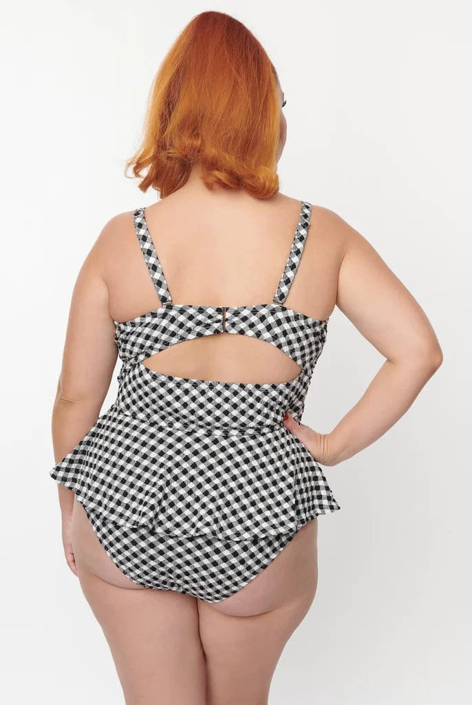 BettyliciousUK Bikini Bottoms Unique Vintage Black & White Gingham Bikini Bottoms.