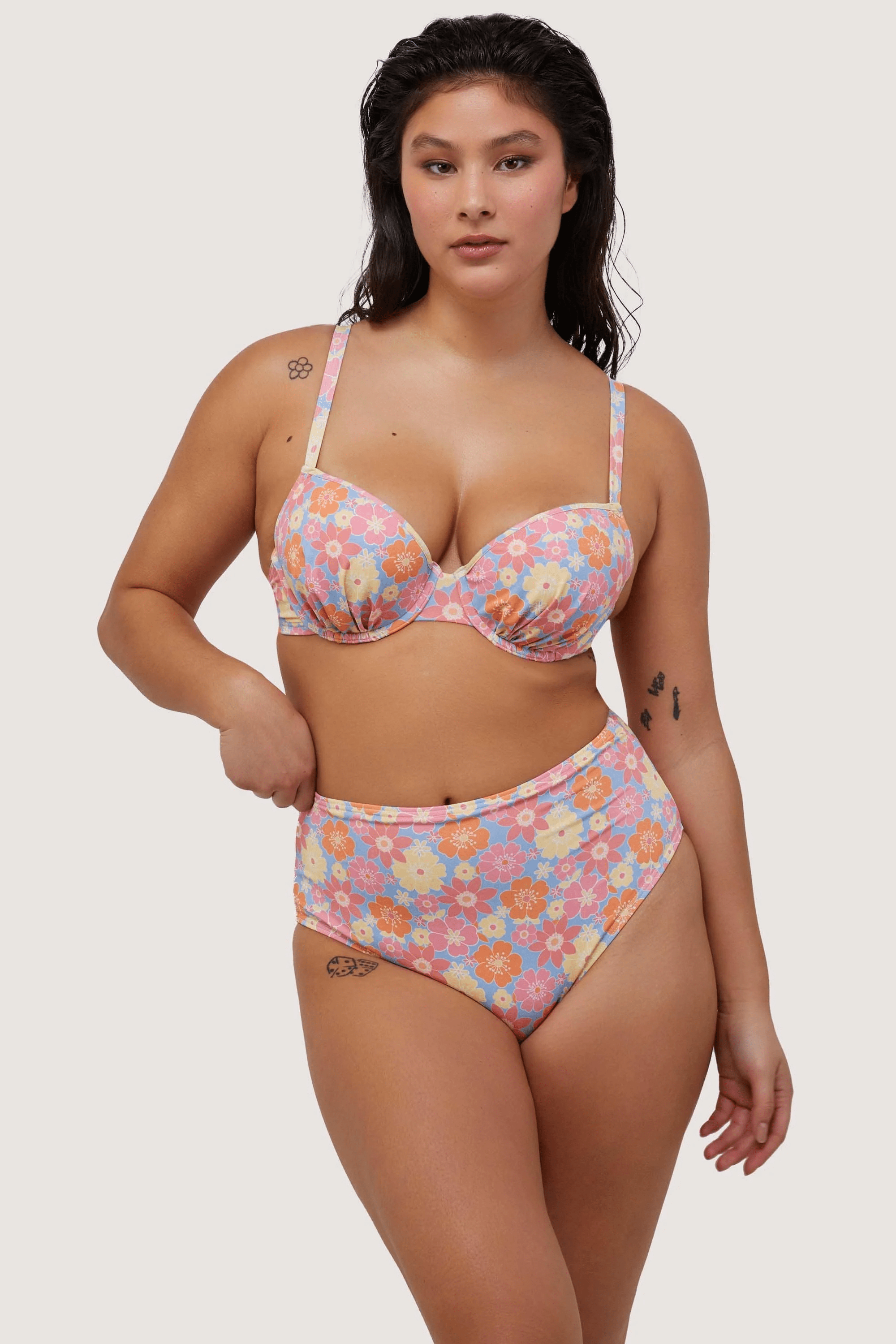 BettyliciousUK Bikini Bottoms Wolf and Whistle Floral High Waisted Bikini Brief