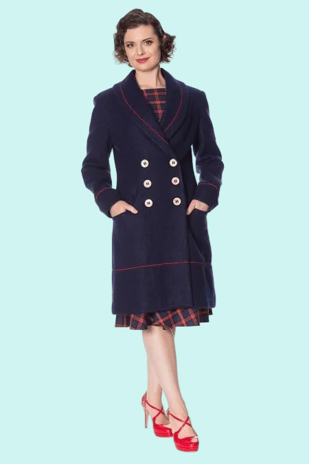 BettyliciousUK Blue Diva Vintage Style Coat by Banned Apparel