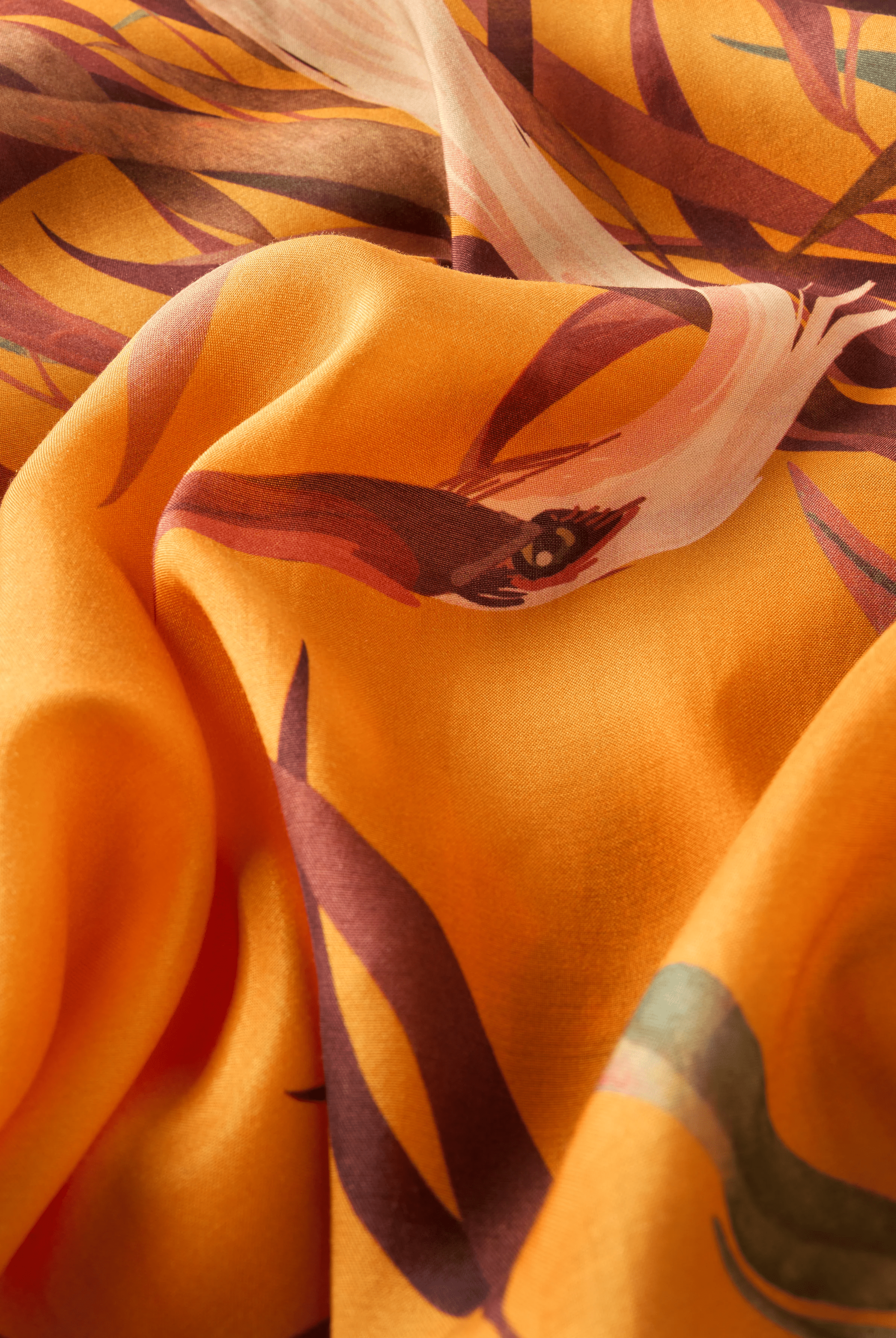 BettyliciousUK Clothing Ochre Oriental Crane Kimono Gown by Powder