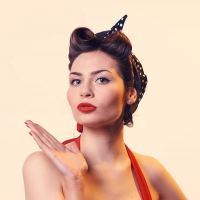 BettyliciousUK Head Scarf, Black/White Polka Dots with Plain Black Reverse