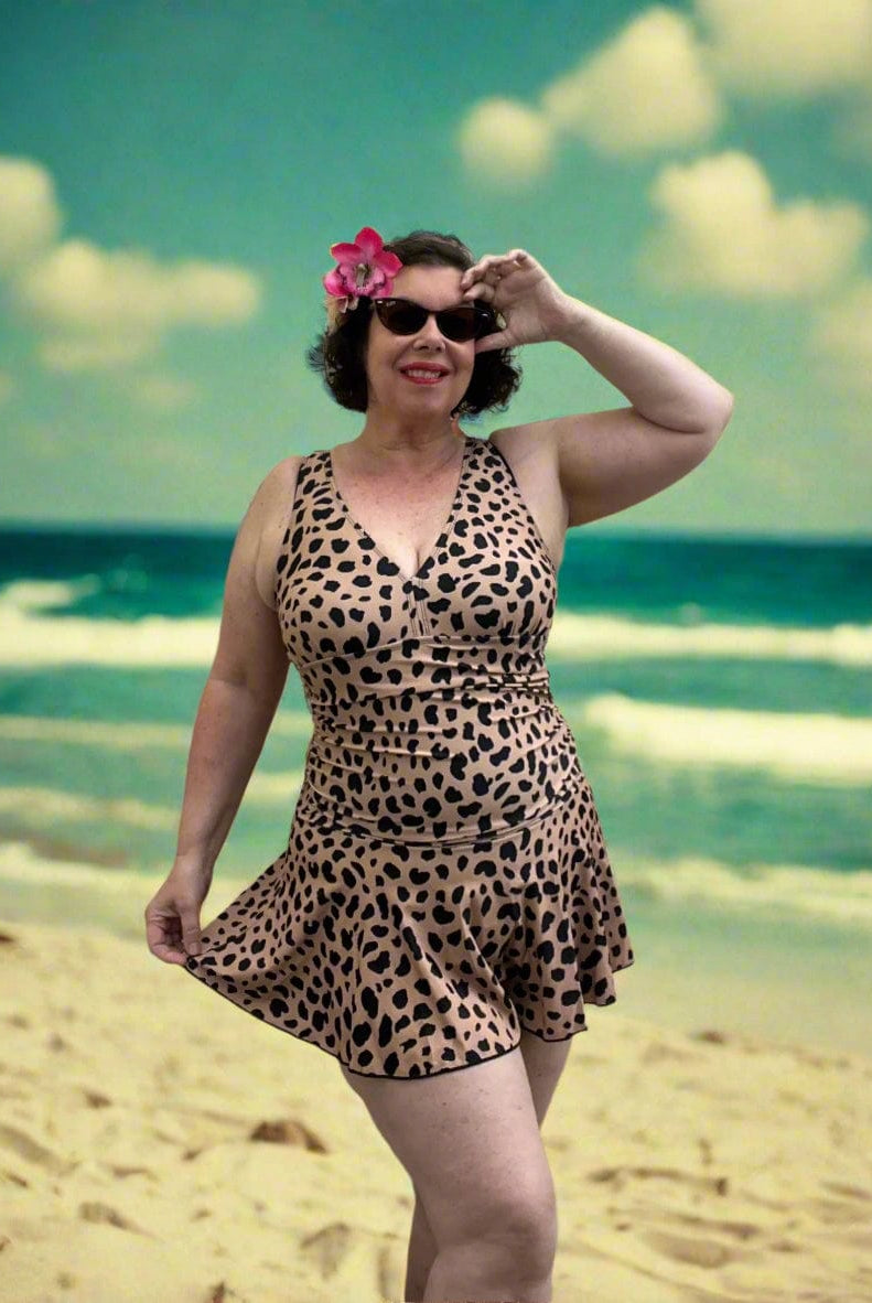 BettyliciousUK Swimdress Leopard Print Swimdress With Boy Shorts by Marina West Swim.