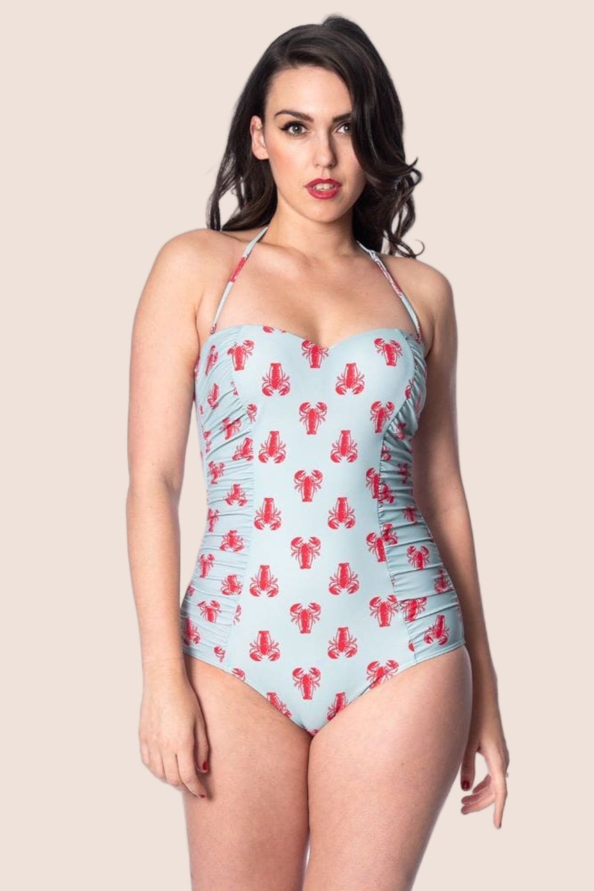 BettyliciousUK Swimsuit Banned Apparel Blue Lobster Print Swimsuit