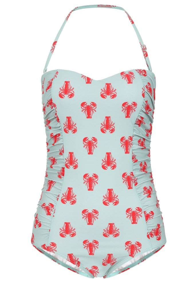 BettyliciousUK Swimsuit Banned Apparel Blue Lobster Print Swimsuit