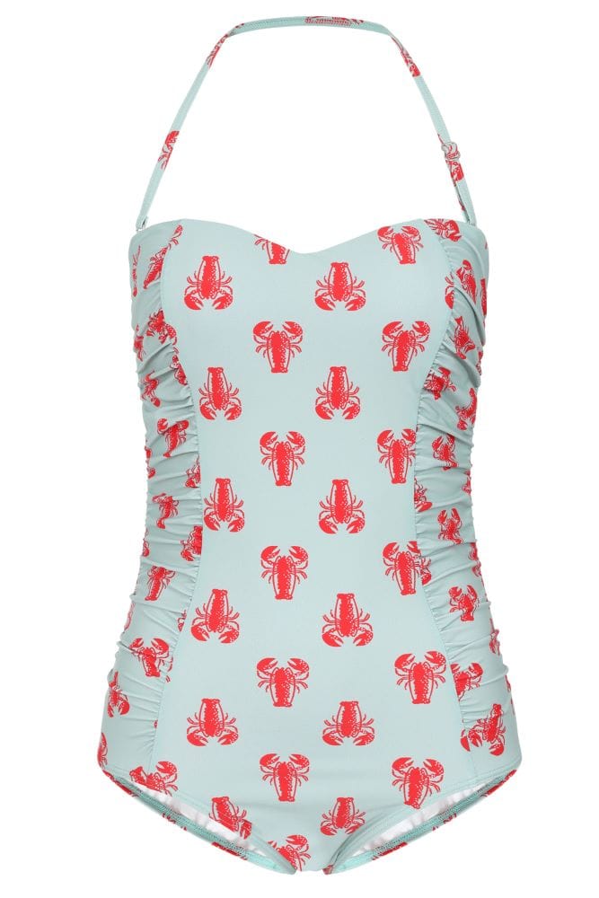 BettyliciousUK Swimsuit Banned Apparel Blue Lobster Print Swimsuit