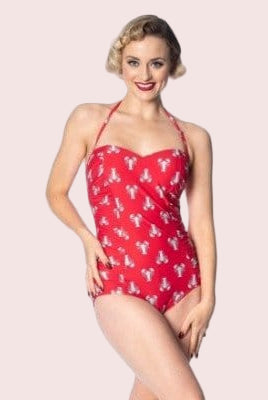 BettyliciousUK Swimsuit Banned Apparel Red Lobster Print Swimsuit