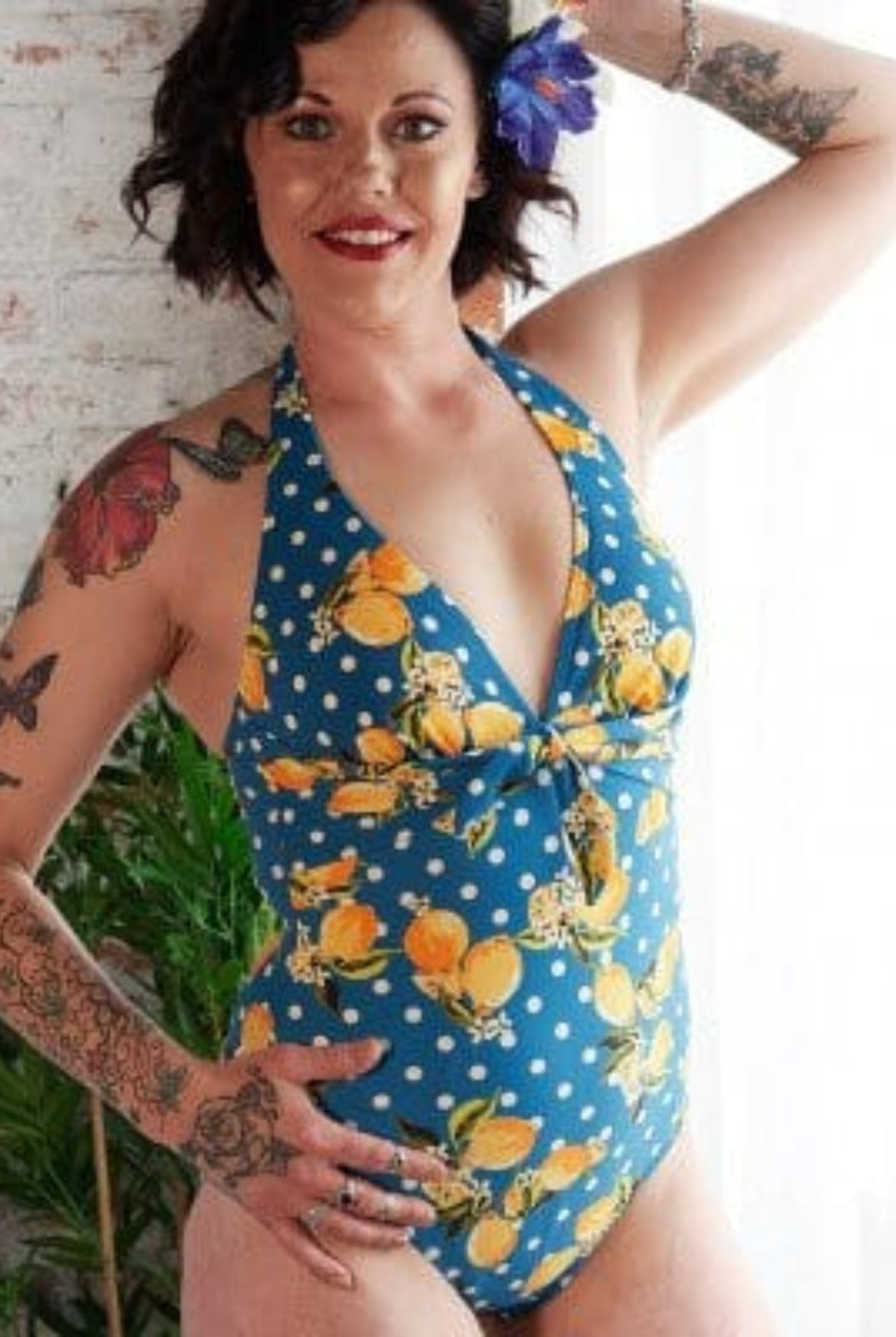 Bettylicious Swimsuit Bettylicious Lemon and Polka Dot Swimsuit