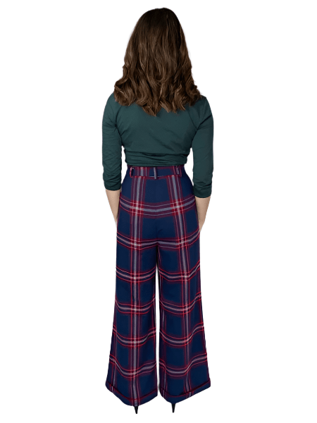 BettyliciousUK Trousers Collectif Baylee Vintage Style Wide Leg Check trousers