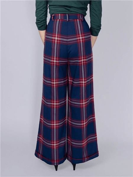 BettyliciousUK Trousers Collectif Baylee Vintage Style Wide Leg Check trousers