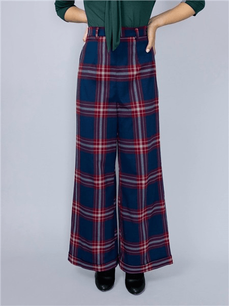 BettyliciousUK Trousers Collectif Baylee Vintage Style Wide Leg Check trousers