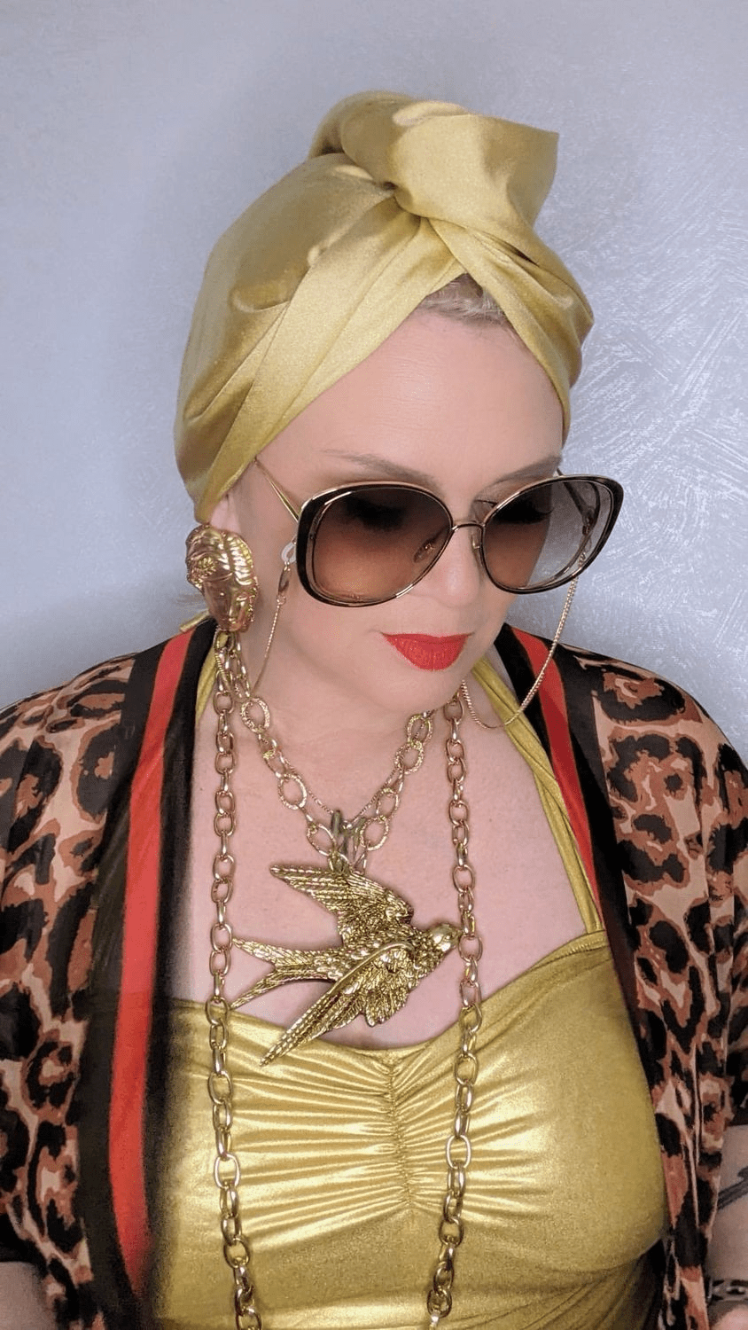 BettyliciousUK Turban Gold Stretch Lycra Vintage Style Turban by Bebopa Hairbands.