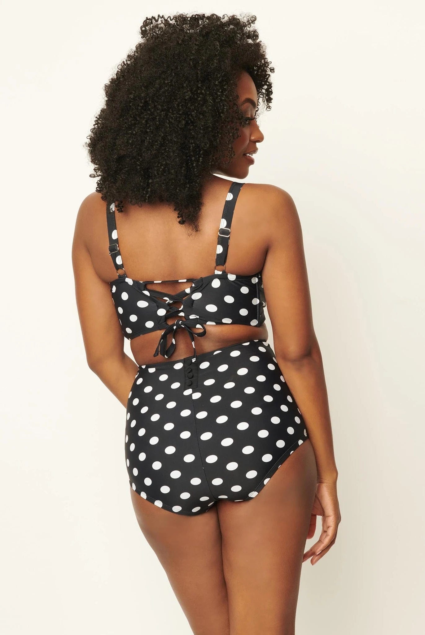 BettyliciousUK Unique Vintage Black & White Polka Dot Louise Bottoms