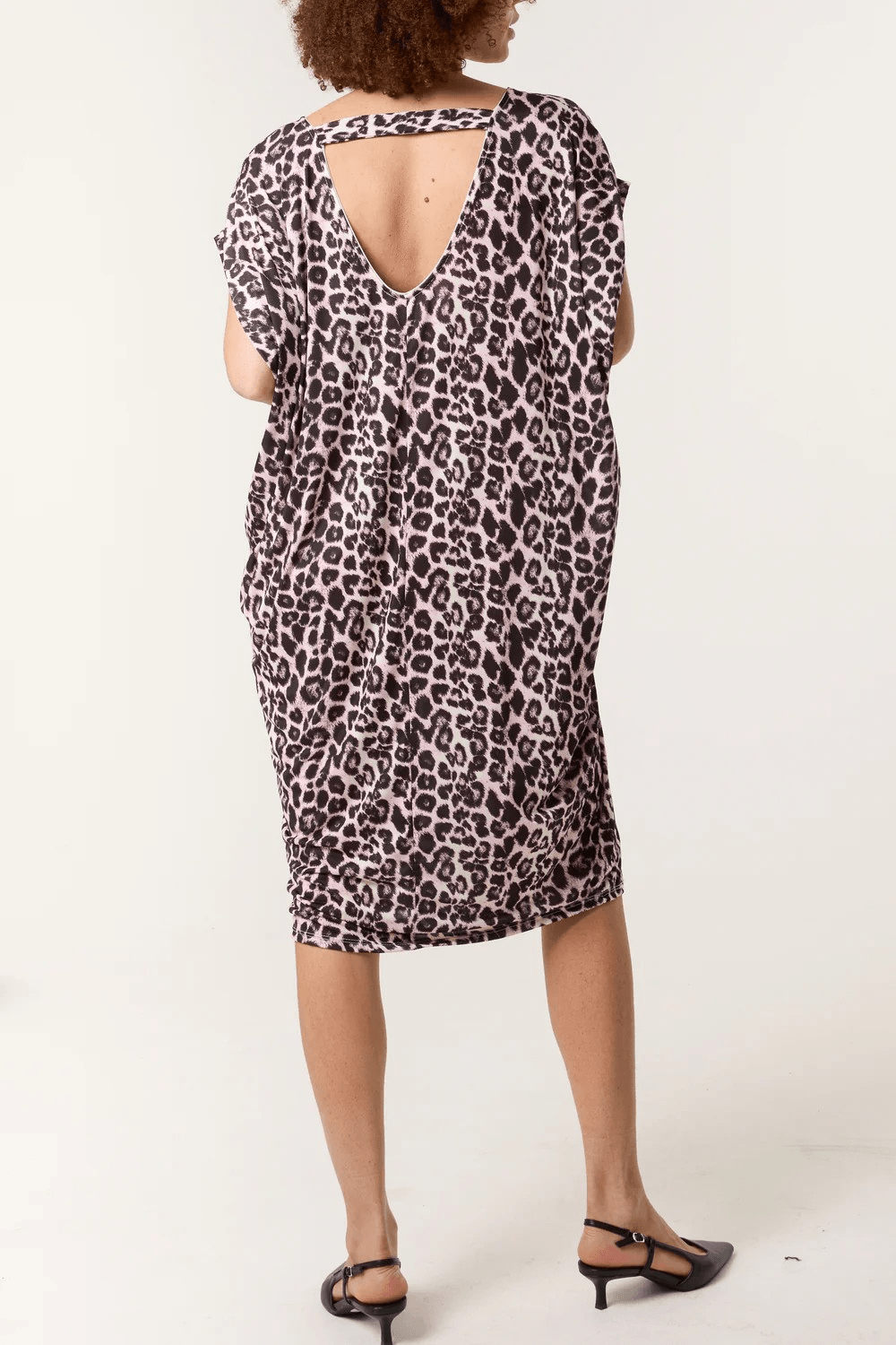 Bettylicious Retro  Clothing Leopard Double V-Neck Stretch Dress