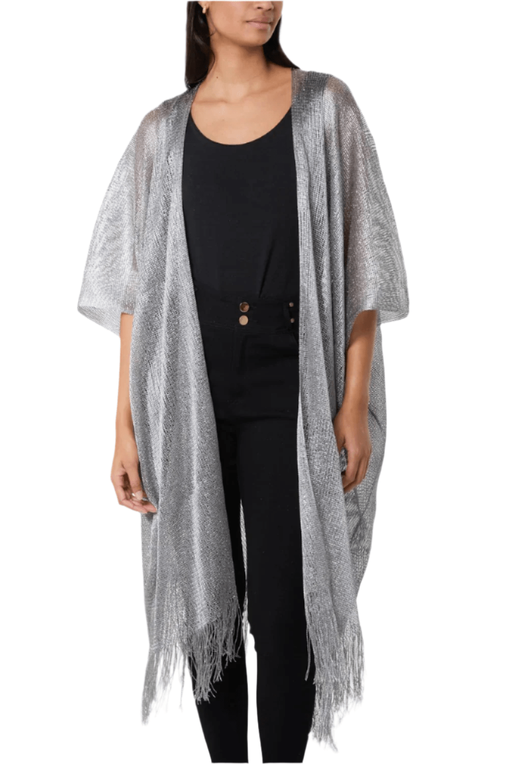 Bettylicious Retro  Clothing Lurex Knit Fringe Hem Kaftan