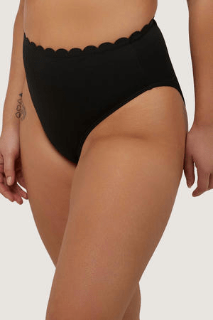 BettyliciousUK Bikini Bottom SOPHIA MIX & MATCH BLACK SCALLOP HIGH-WAIST VINTAGE STYLE BIKINI BOTTOM by Peak and Beau