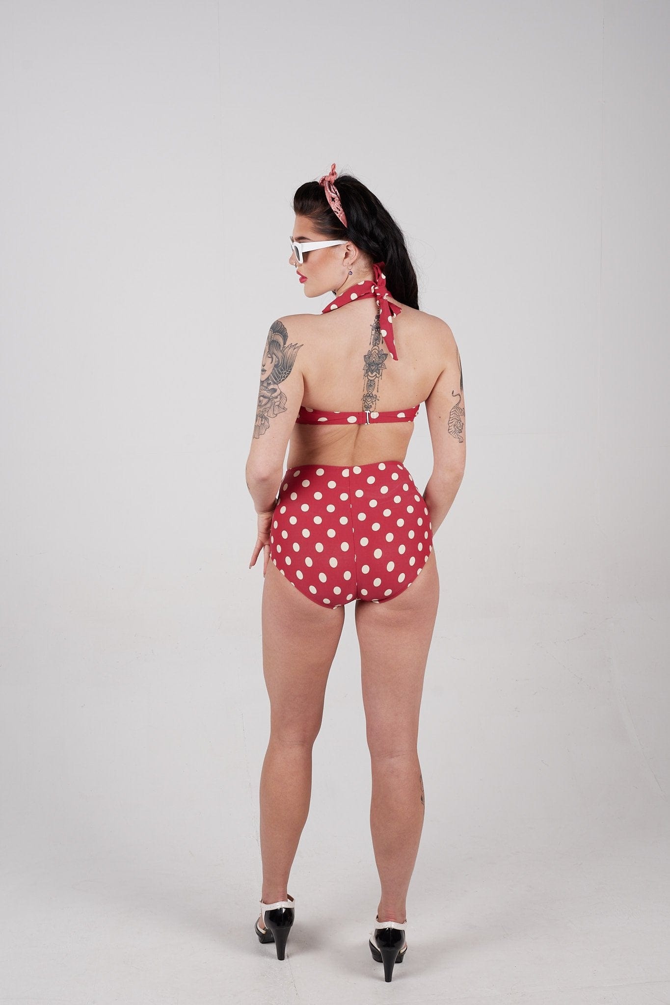 BettyliciousUK Bikini Bottoms Esther Williams Red Polka Dot High Waist Bikini Bottoms with Tummy Control