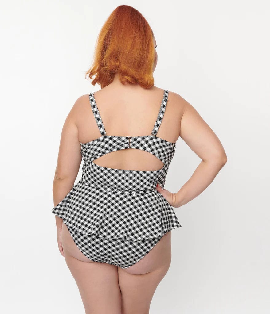 BettyliciousUK Bikini Bottoms Unique Vintage Black & White Gingham Bikini Bottoms.