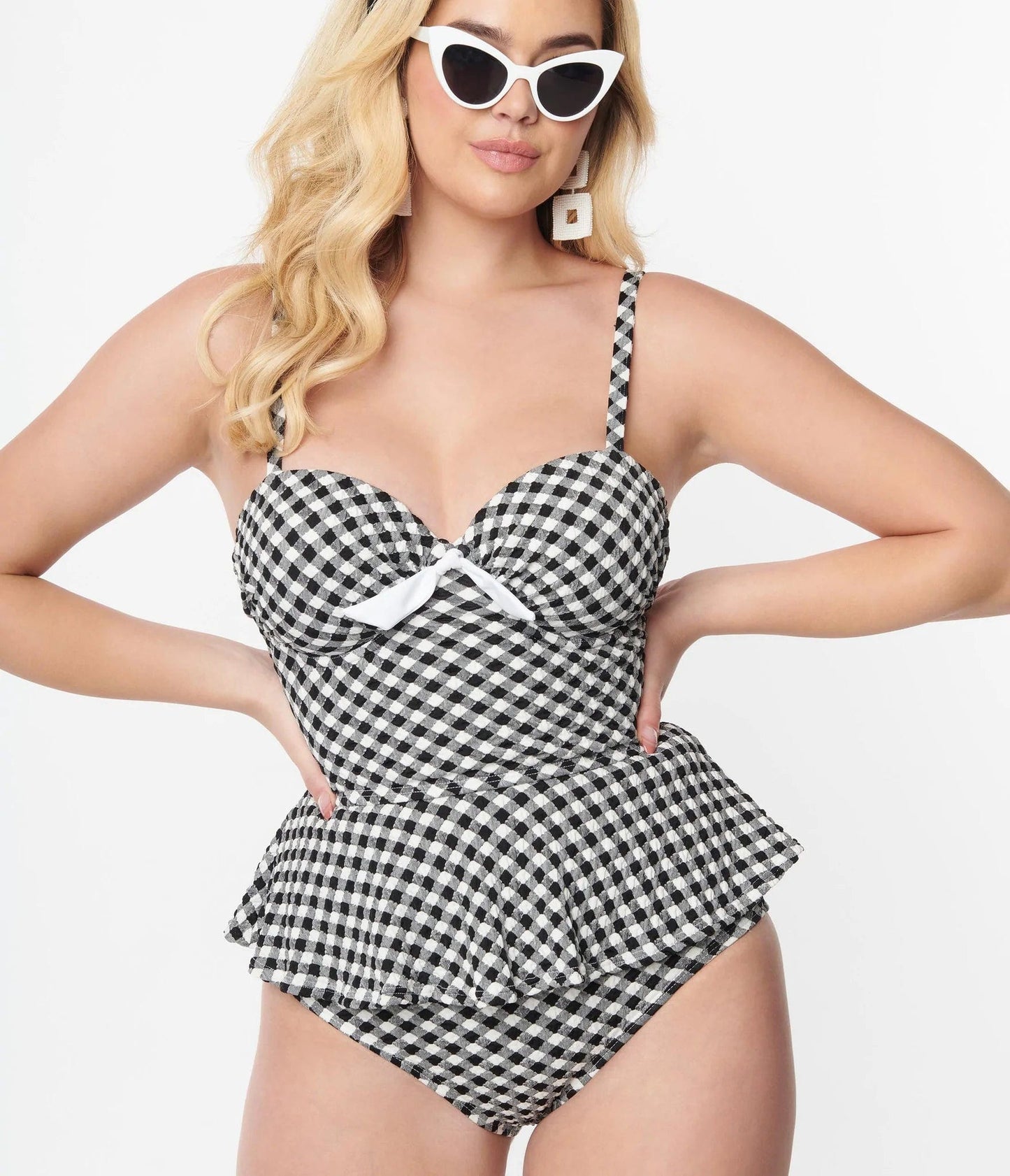 BettyliciousUK Bikini Bottoms Unique Vintage Black & White Gingham Bikini Bottoms.