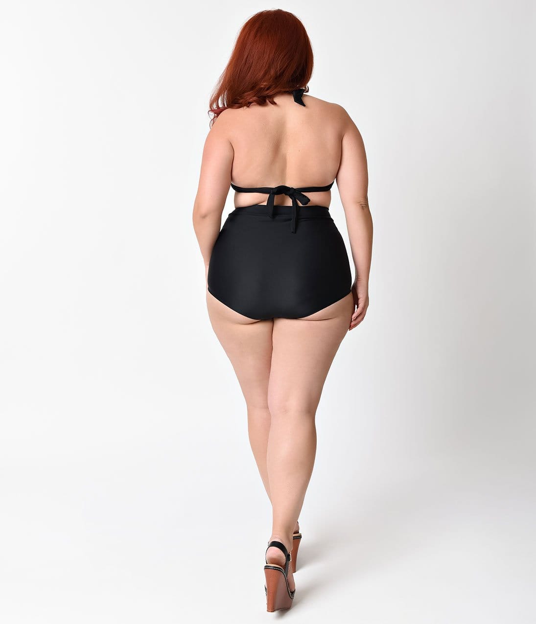 BettyliciousUK Bikini Bottoms Unique Vintage Plus Size High Waisted Black Bikini Bottoms