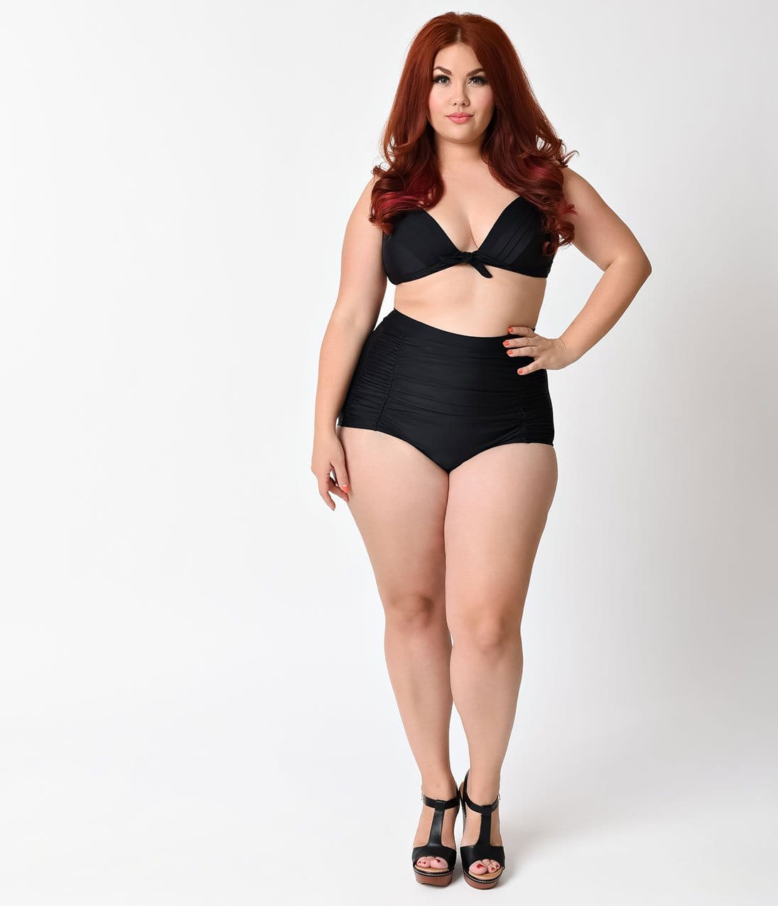 BettyliciousUK Bikini Bottoms Unique Vintage Plus Size High Waisted Black Bikini Bottoms