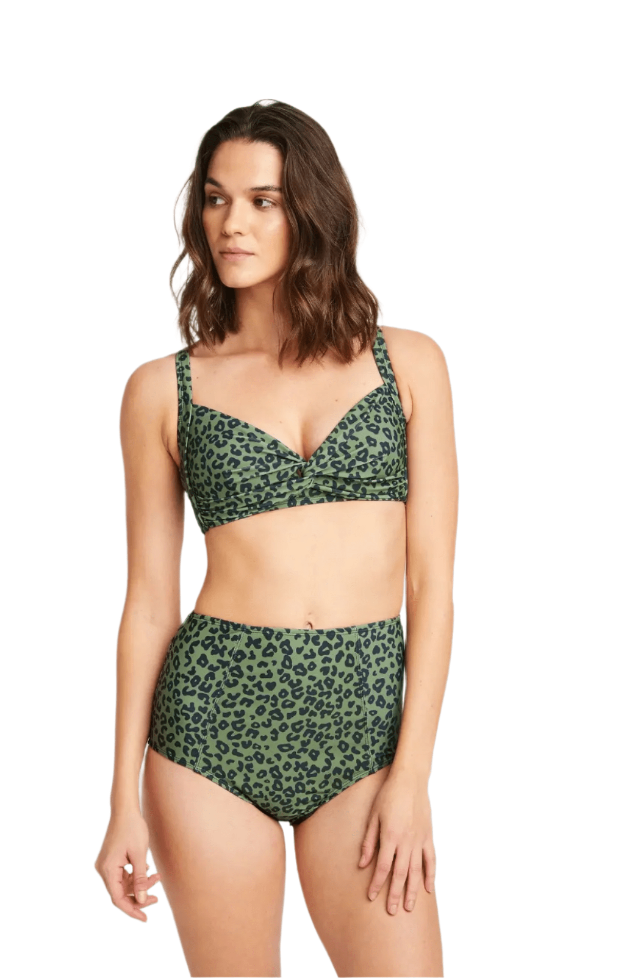 BettyliciousUK Bikini Set Green Leopard Print High Waisted Bikini SET by Marina West Swim