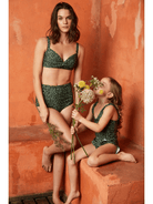 BettyliciousUK Bikini Set Green Leopard Print High Waisted Bikini SET by Marina West Swim