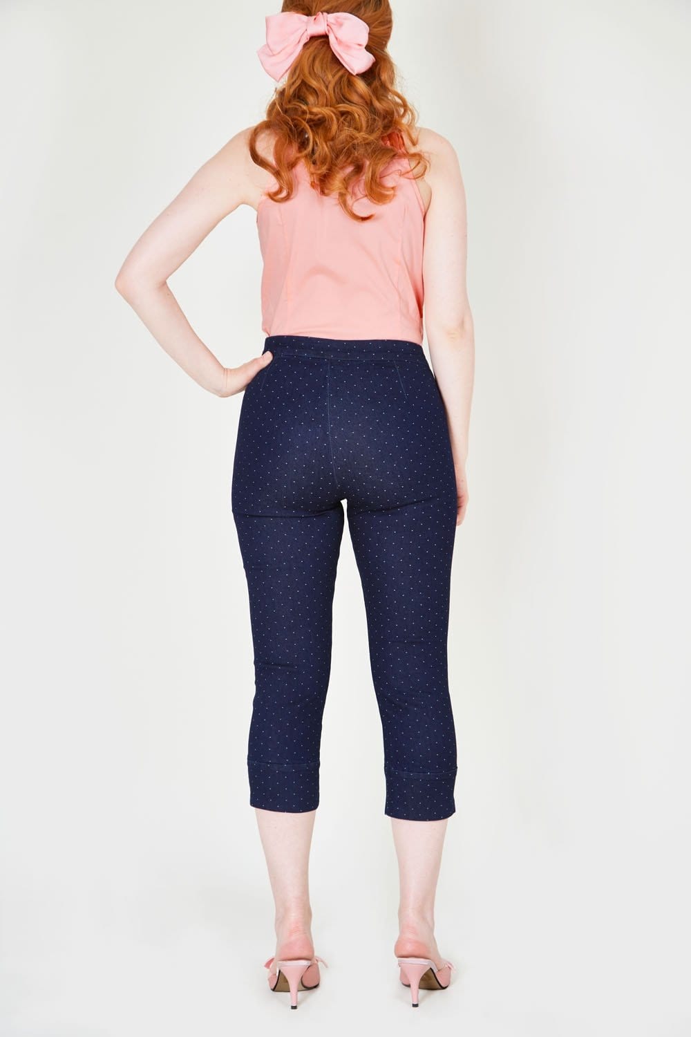 BettyliciousUK Capri Pants X Small Polka Dot Denim Capri Pants by Voodoo Vixen