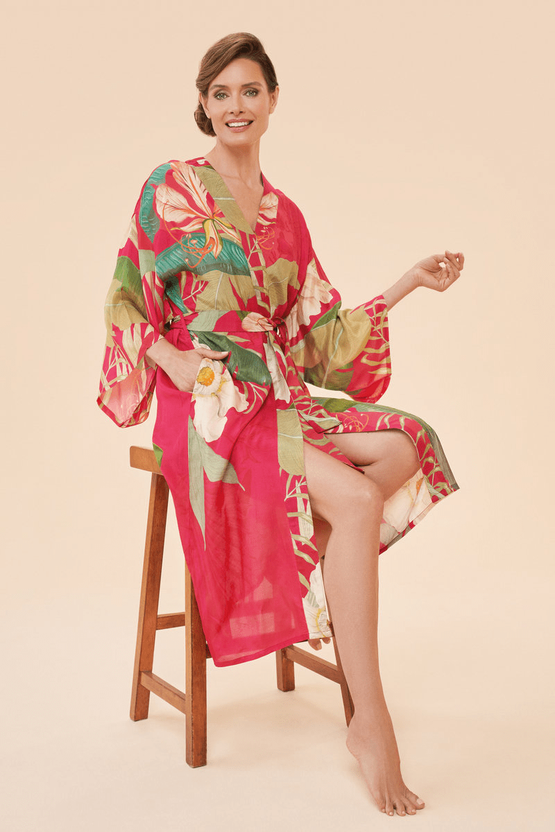 BettyliciousUK Clothing Dark Rose Vintage Style Tropical Kimono by Powder UK
