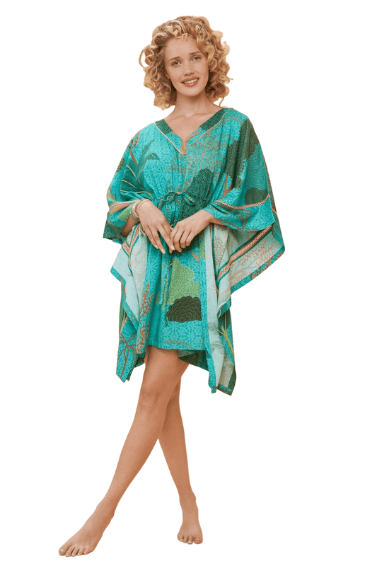 BettyliciousUK Clothing Vintage Style Beach Cover Up - Secret Paradise Aqua by Powder UK