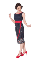 BettyliciousUK Dress Christmas Cocktail Print Vintage Style Pencil Dress by Banned Apparel
