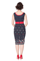 BettyliciousUK Dress Christmas Cocktail Print Vintage Style Pencil Dress by Banned Apparel