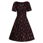 BettyliciousUK Dress Dolly and Dotty Brenda Black in Rose & Bird Print Short-Sleeved Dress