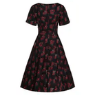 BettyliciousUK Dress Dolly and Dotty Brenda Black in Rose & Bird Print Short-Sleeved Dress