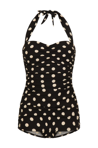 BettyliciousUK Esther Williams 1950's Retro Vintage Swimsuit with Black and White Polka Dots