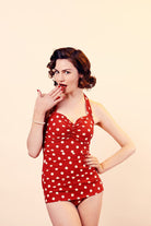 BettyliciousUK Esther Williams Red/White Polka Dot 1950's Style Swimsuit