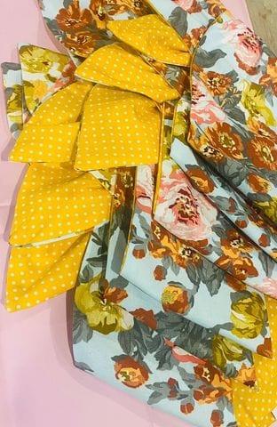 BettyliciousUK Hairband BeBopa Floral Print on Mustard Polka Dot Headband